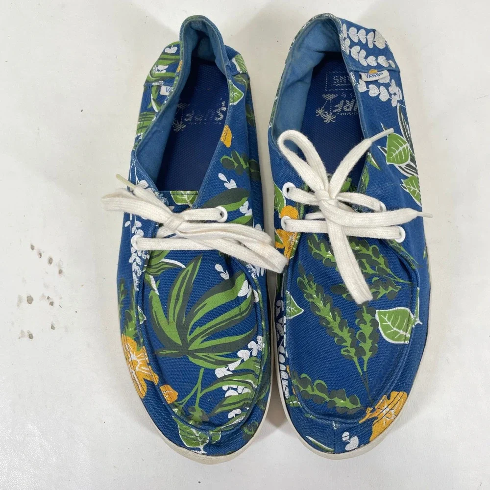 Vans Rata Vulc SF Mens 11.5 Blue Tropical Floral Surf Boat Shoes VN-0JXM5F6